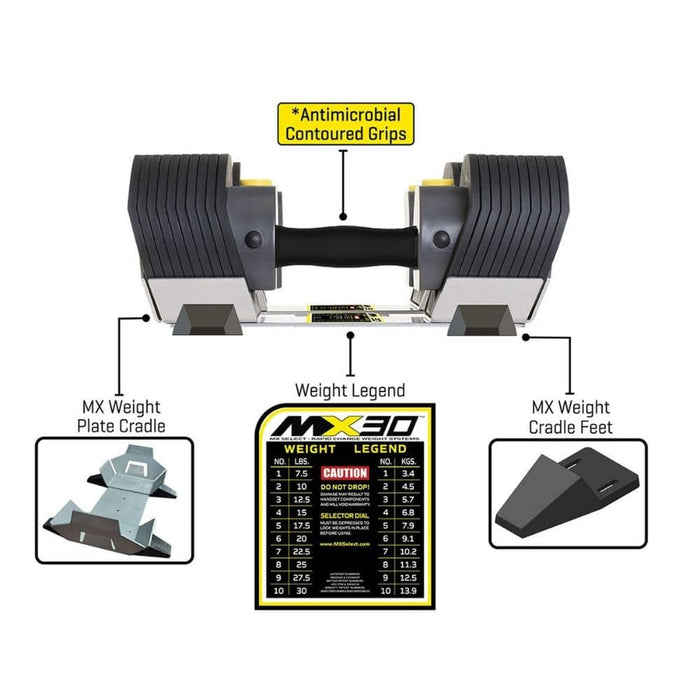 MX Select 30lb Adjustable Dumbbell System MX30