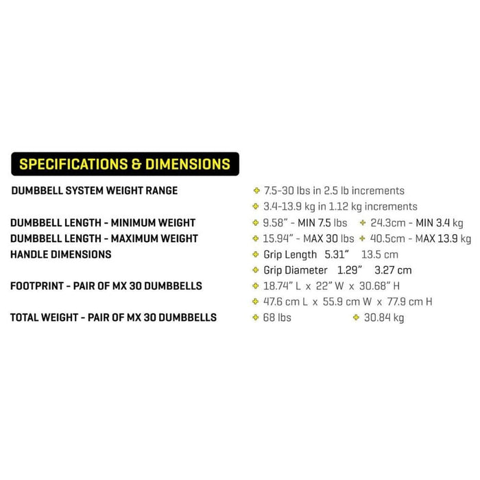 MX Select 30lb Adjustable Dumbbell System MX30